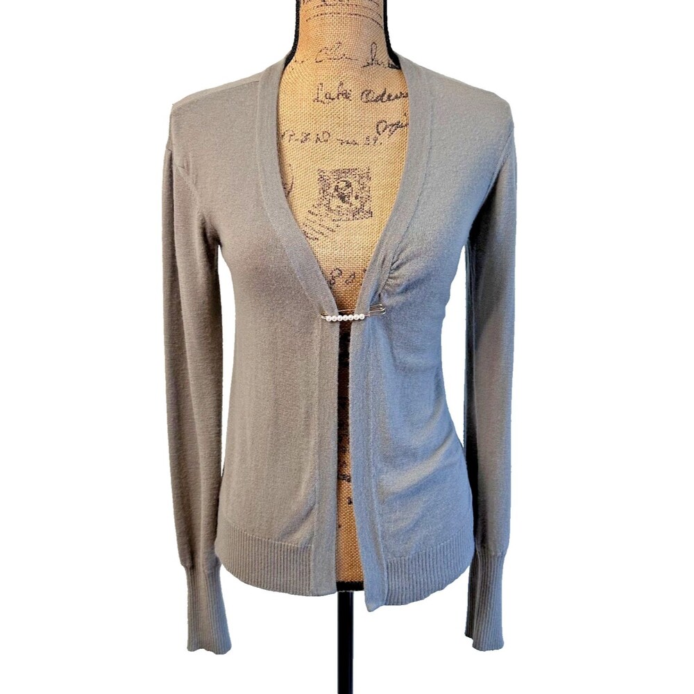 Patrizia Pepe 100% Cashmere Gray Cardigan Sz IT 42/ US 6 Made in Italy